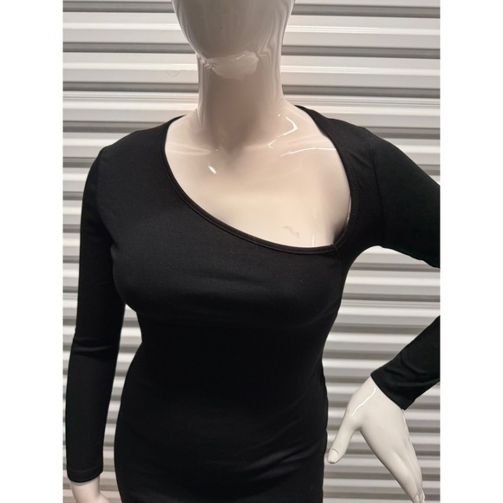 Micas Asymmetrical Neck Slit‎ Maxi Dress Black size L - Picture 10 of 14